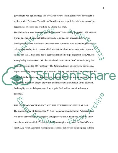 Chinese Politics - Nanjing Government in 1930-1950