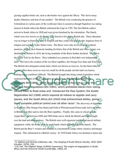 A Comparison of Apartheid in South Africa and Segregation in America