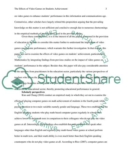 The Effects of Video Games on Students Achievement