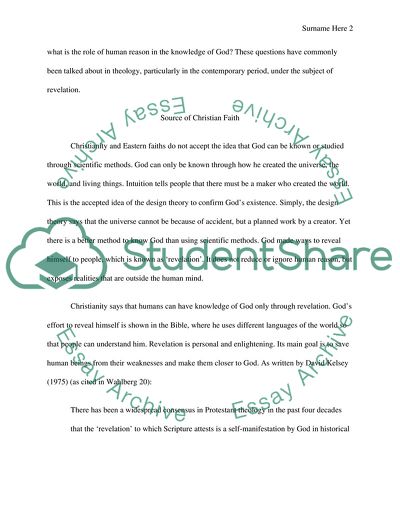 Determining the Source of Knowledge of God and the Concept of Revelation