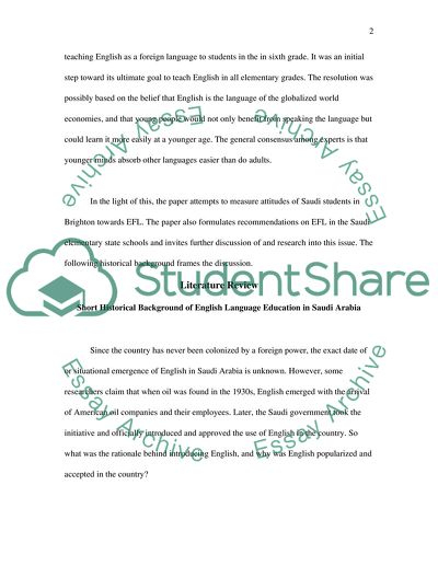 English as a Foreign Language in the Saudi Schools