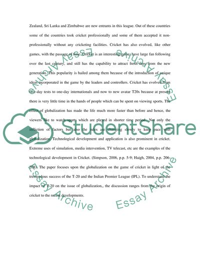 International Development of Cricket