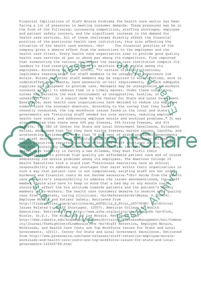 Financial Implications of Staff Morale problems