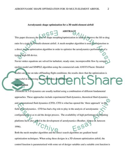 Aerodynamic Shape Optimization for a 3d Multi-Element Airfoil