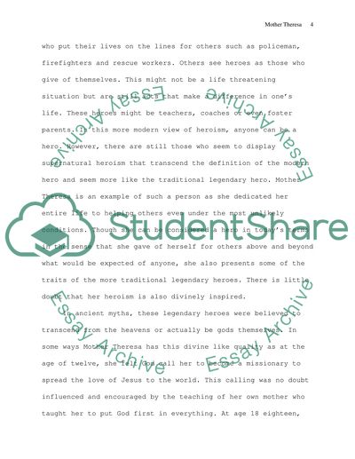 A Legendary Hero: Mother Teresa