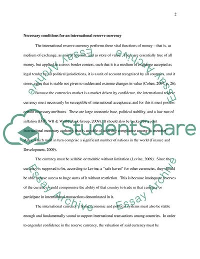 The Yuan as the New Reserve Currency