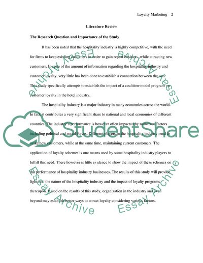 Loyalty Marketing in the Hospitality Industry