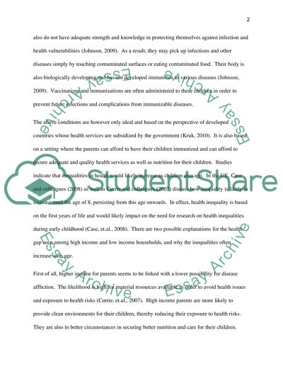 The Causes and Consequences of Health Inequalities at the Different Stages in the Life Cycle