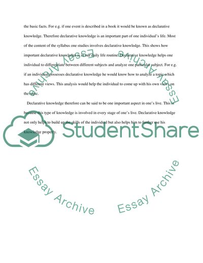 Declarative Knowledge
