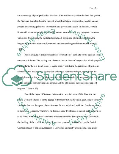 Social Contract and Hegels Model