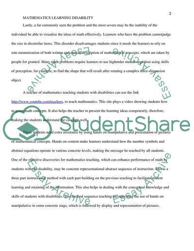 Mathematics Learning Disability