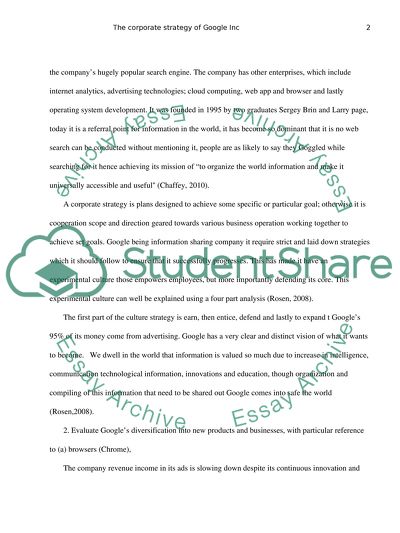 Analysis of the Corporate Strategy of Google
