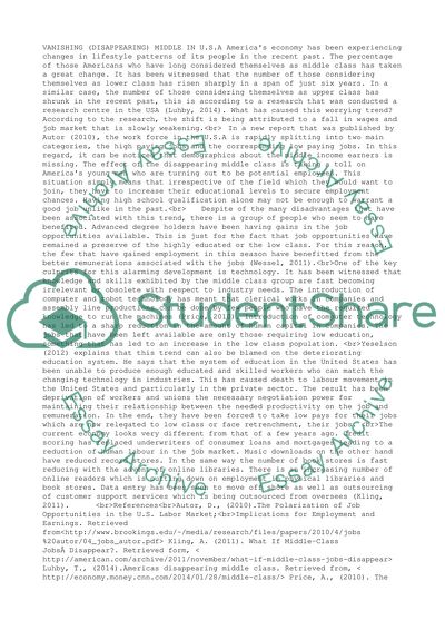 Vanishing (Disappearing) Middle Class in U.S.A