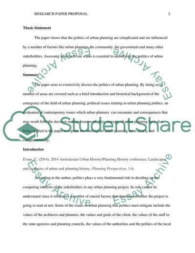 Politics of Urban Planning