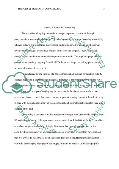 The analysis History and Trends in Counselling