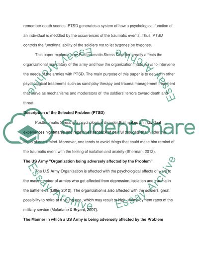 Treatment and Care for Soldiers Who Return from Combat