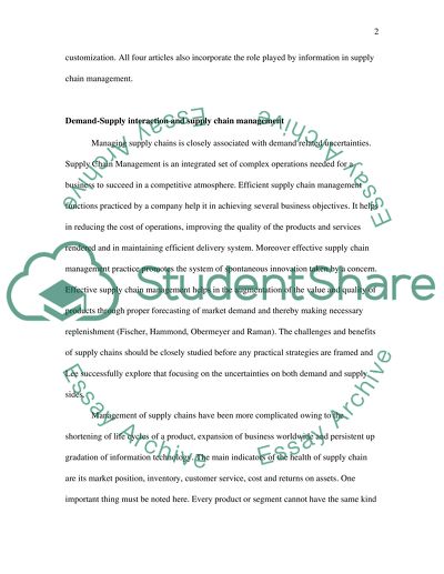 Supply Chain Management of a Company