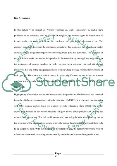 The Impact of Women Teachers on Girls Education