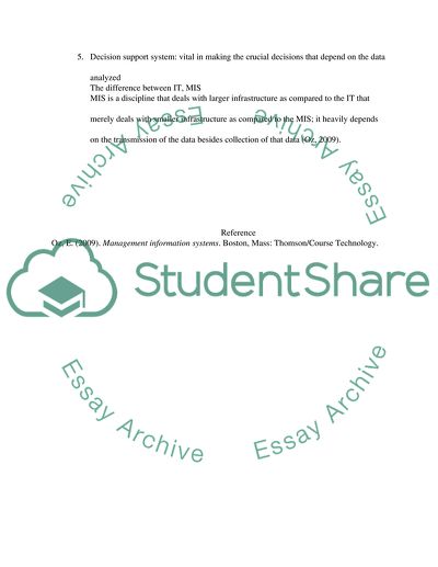 The Five Examples Of The Information System