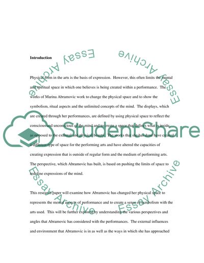 Art, Body and Mind through the Works of Marina Abramovic