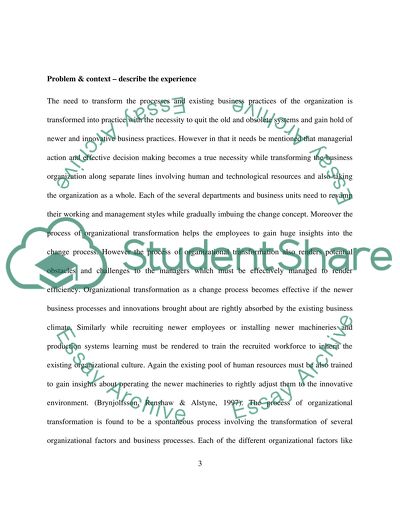 Organisational Transformation in Practice