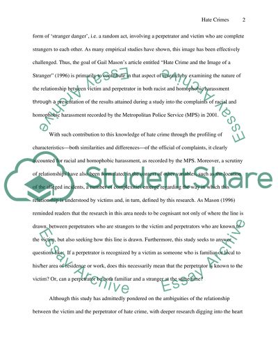 Dont Talk to Strangers: Dissecting Masons Hate Crime and the Image of a Stranger