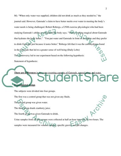 The water restoring capacity of Gatorade