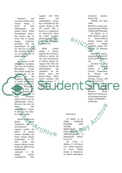 The climate change debate (anthropogenic or natural)