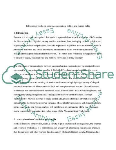 Influence of Media on Society and Organisation