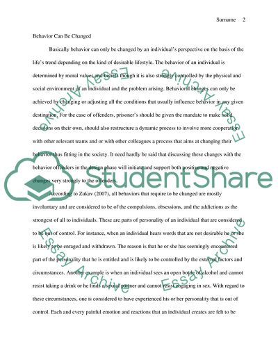 Can Behavior Be Changed