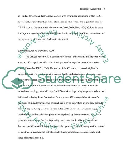 Critical Stage of Language Acquisition