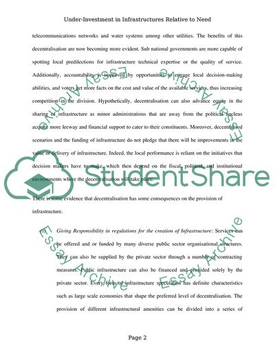 Under-Investment in Infrastructures and Consequences