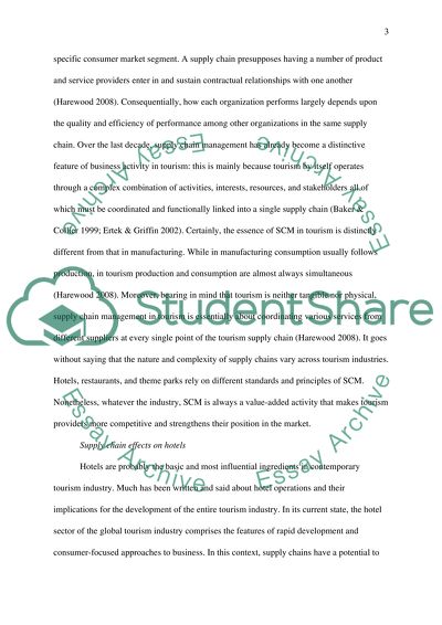 The role of supply chain management in tourism