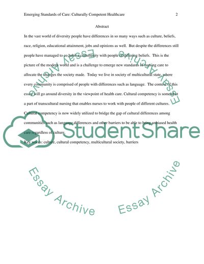 Emerging Standards of Care: Culturally Competent Healthcare