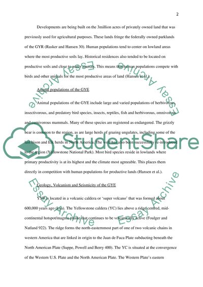 Reseach paper on the tectonic plate and hot spots in Yellow Stone National Park, Wyoming