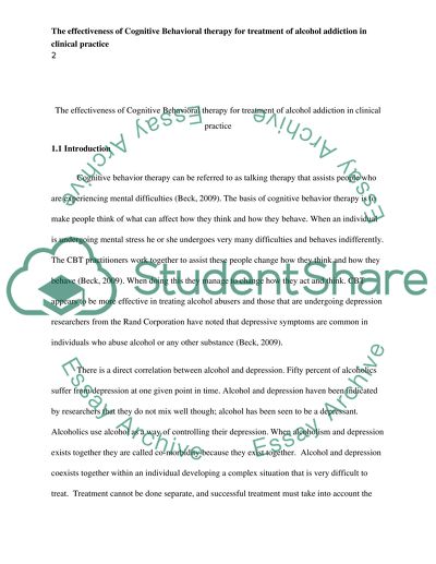 Effectiveness of Cognitive Behavioral Therapy for Treatment of Alcohol Addiction
