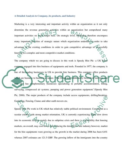 Products and Services Offered by Speedy Hire Plc Company