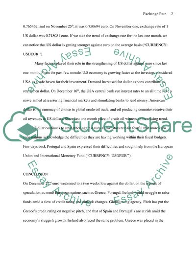 EXCHANGE RATE REPORT