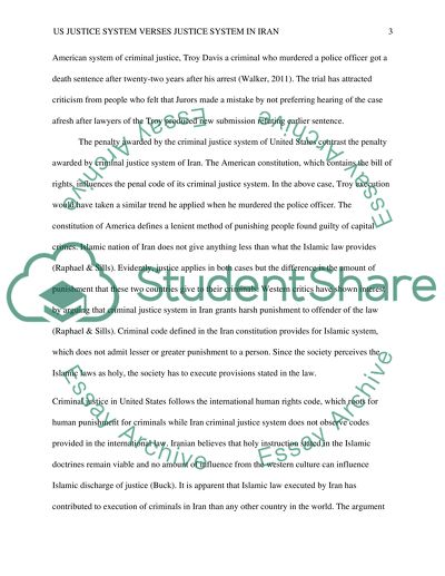 US Justice System versus Justice System in Iran