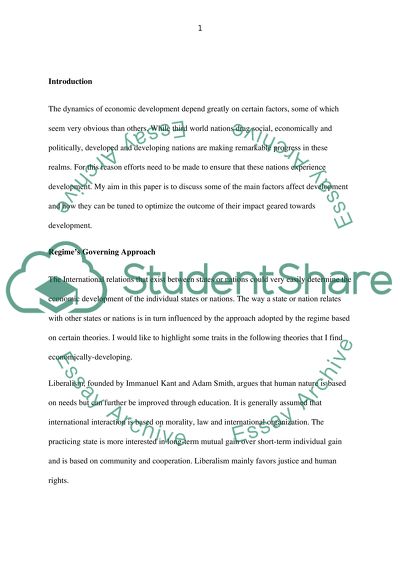 To What Extent Can There Be a Coordinated International Effort to Promote Development