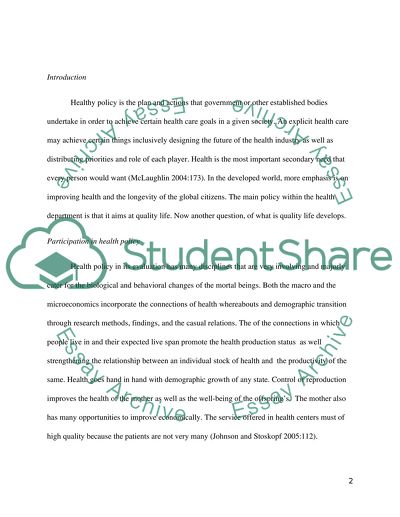 Health Policy Analysis