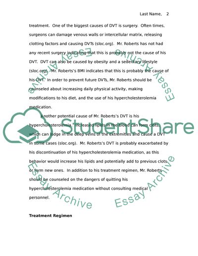 Robert Roberts Case: Deep Venous Thrombosis