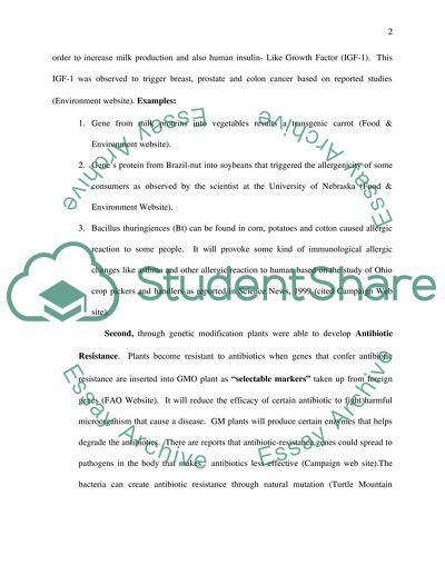 genetically modified plants essay