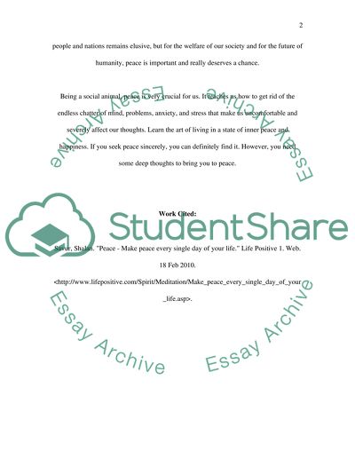 Importance of Peace in Our Lives