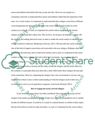 Ways Of Engaging With The Newly Arrived Refugees