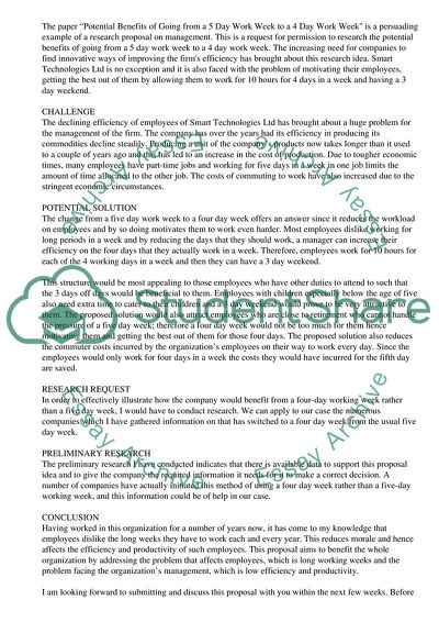 Potential Benefits of Going from a 5 Day Work Week to a 4 Day Work Week