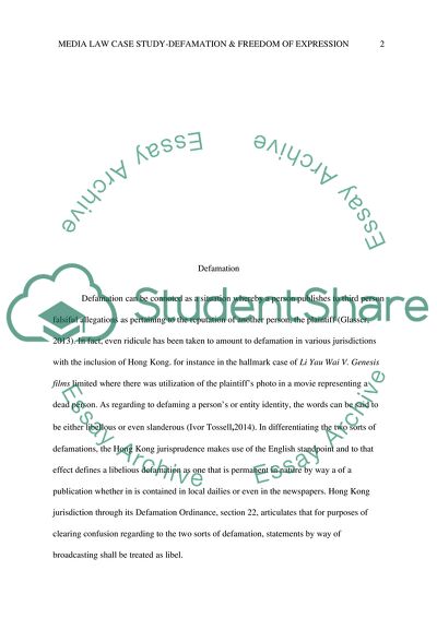 Defamation and Freedom of Expression in Hong Kong