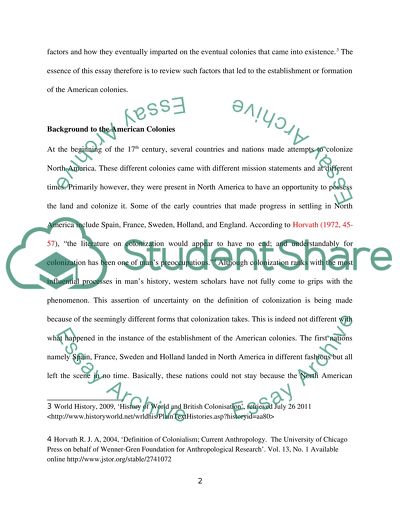 What were the major factors in the establishment of the American colonies