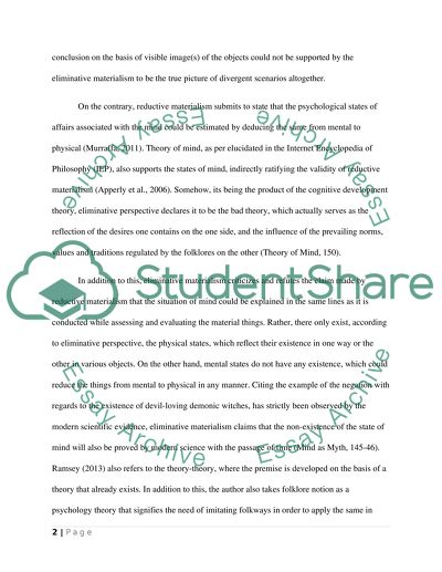 Dominant Points Of The Eliminative Materialism