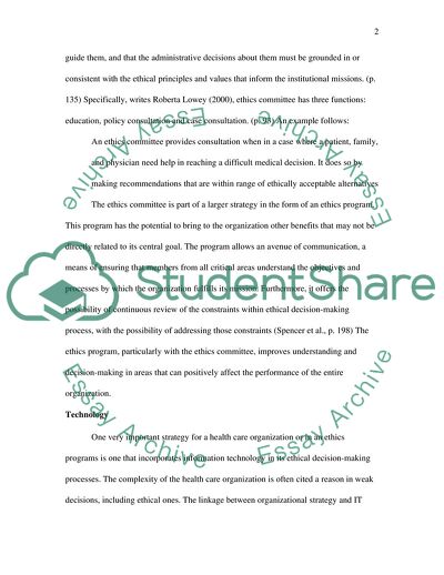 Strategies for promoting ethical decision-making in health care organizations